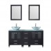 Sliverylake 60" Black MDF Double Bathroom Vanity Cabinets and Vessel Sinks w/Mirrors Faucet Drain Combo(Silver) - B074SGP2L7
